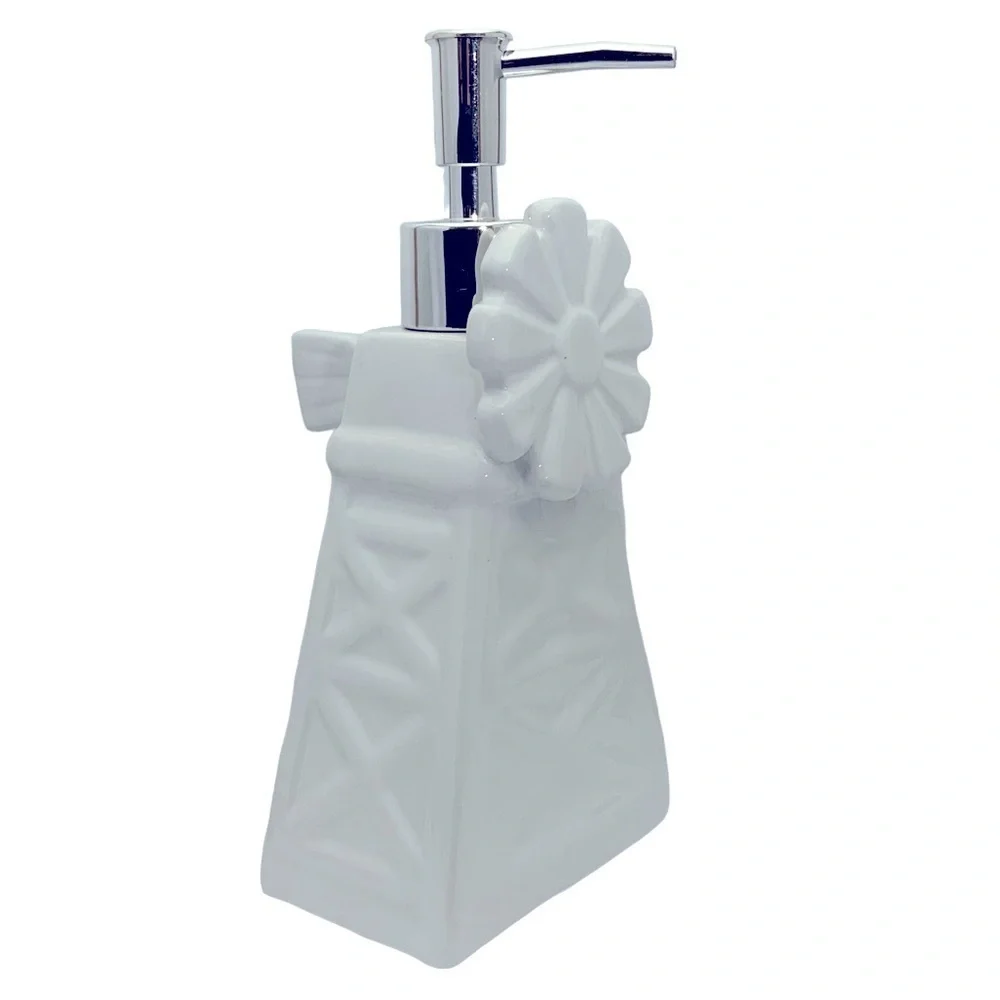 Farmhouse Windmill Soap Dispenser Lotion Pump Dispenser Ceramic White Silver